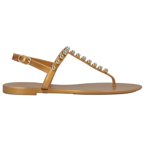 Stuart Weitzman Gold Jelly Thong Sandals - Picture 2 of 8